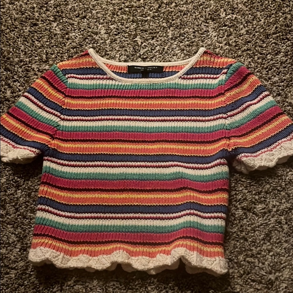 Romeo & Juliet Couture Colorful Striped Knit Top